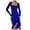Blue, variant on Women's Sexy Ruched Bodycon Midi Dresses Elegant Mesh Long Sleeve Square Neck Ruffle Hem Party Dress (White, S)