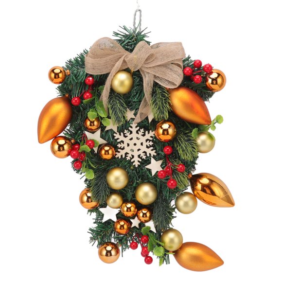 Couronnes De Porte De Noël pour Fenêtre Fabriquées à la Main - Couronne De Noël Réutilisable Exquise - Couronne De Porte De Noël pour Fenêtre De Cheminée - 50 Cm X 30 Cm X 8 Cm