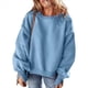 thumbnail image 3 of Suéter de Cuello Redondo para Mujer, Holgado, de Lana de Cordero, Informal, Versátil, de Larga, para Otoño e Invierno. Azul S, 3 of 9