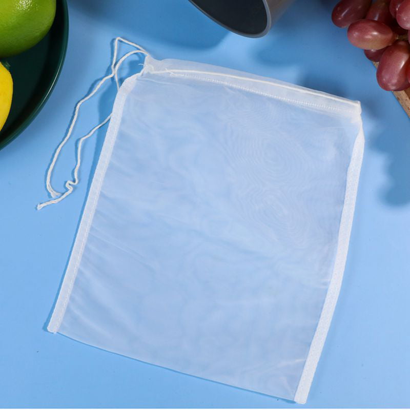 White, 5~8gallaon/2pcs W&W Brew Bags Reusable Straining Mesh Bag for Fruit Wine Cider Press Apple Grape Filter Bag Drawstring Brew in a Bag 250 Micron 