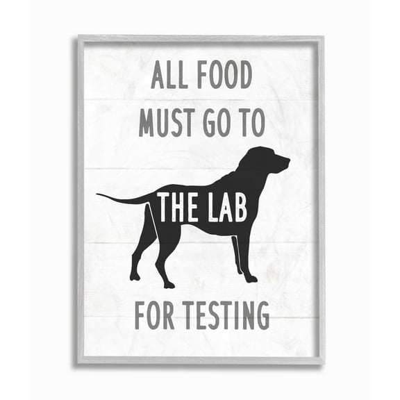 Stupell Industries Kitchen All Food to the Lab Animal Dog Pun Framed Wall Art Design by Daphne Polselli, 11" x 14", Gray Framed