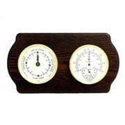 Angle View: Bey-Berk International WS420 Brass Tide Clock Thermometer with Hygrometer in Ash Wood
