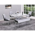 thumbnail image 2 of White Faux Marble Dining Set with Stainless Steel and Gray Chairs and Bench, 2 of 6