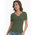 thumbnail image 4 of Long Sleeve Shirts for Women Basic Casual V Neck Tops Ribbed Slim Fitted Blouse, 4 of 6