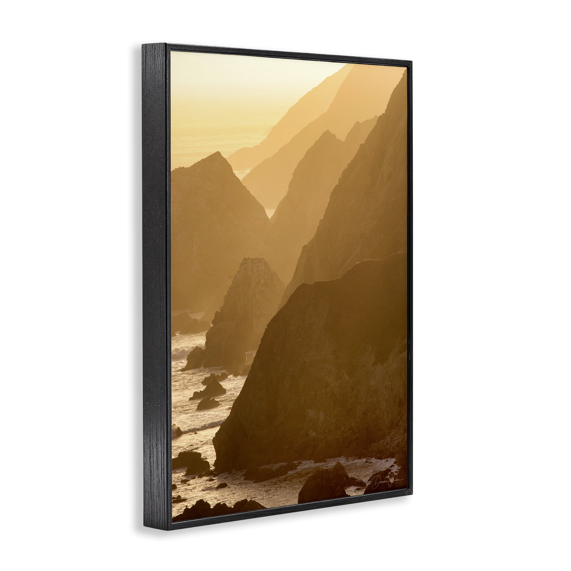 Stupell Industries Rocky Cliffs by Beach Landscape Photography Black Framed Art Print Wall Art, 12 x 18