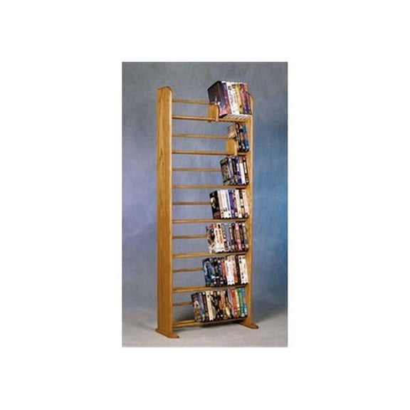 705- DVD-VHS Solid Oak 7 Row Dowel DVD-VHS Rack
