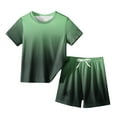 thumbnail image 3 of Loungewear Sets for Girls & Boys Size 3-14 2 Piece Going-Out Outfits Toddlers Teens Casual Gradient Printed Short Sleeve Tops and Shorts Set, 3 of 3