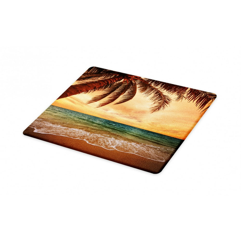 Tropical Cutting Board, Seascape Scenery with Ocean Beach Palm Tree and ...