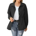 thumbnail image 3 of Womens Corduroy Shirt Jacket Lapel Collar Long Sleeve Button Front Casual Outerwear, 3 of 7