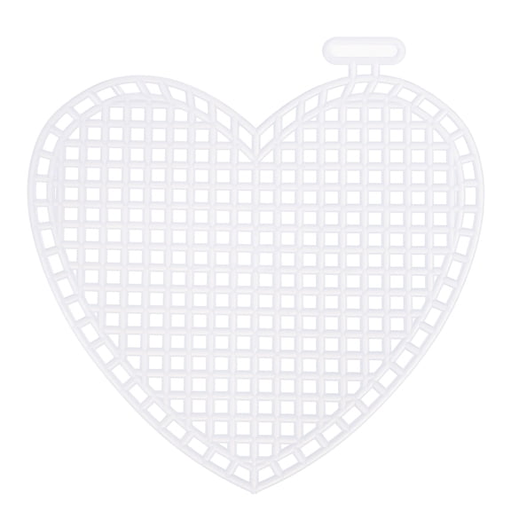 Uxcell 4Pcs Plastic Mesh Canvas Sheet 7 Count 7.4 cm/ 3 inch White Heart Blank Canvas for Embroidery