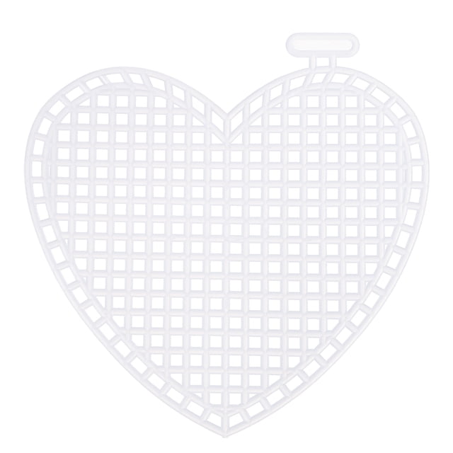 Unique Bargains 15Pcs Plastic Mesh Canvas Sheet 7 Count 7.4 cm/ 3" White Heart Blank Canvas for Embroidery