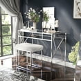 thumbnail image 4 of Denhour DH LUX Glam Glass Vanity Table and Stool Set by  Chrome Chrome Finish, 4 of 5