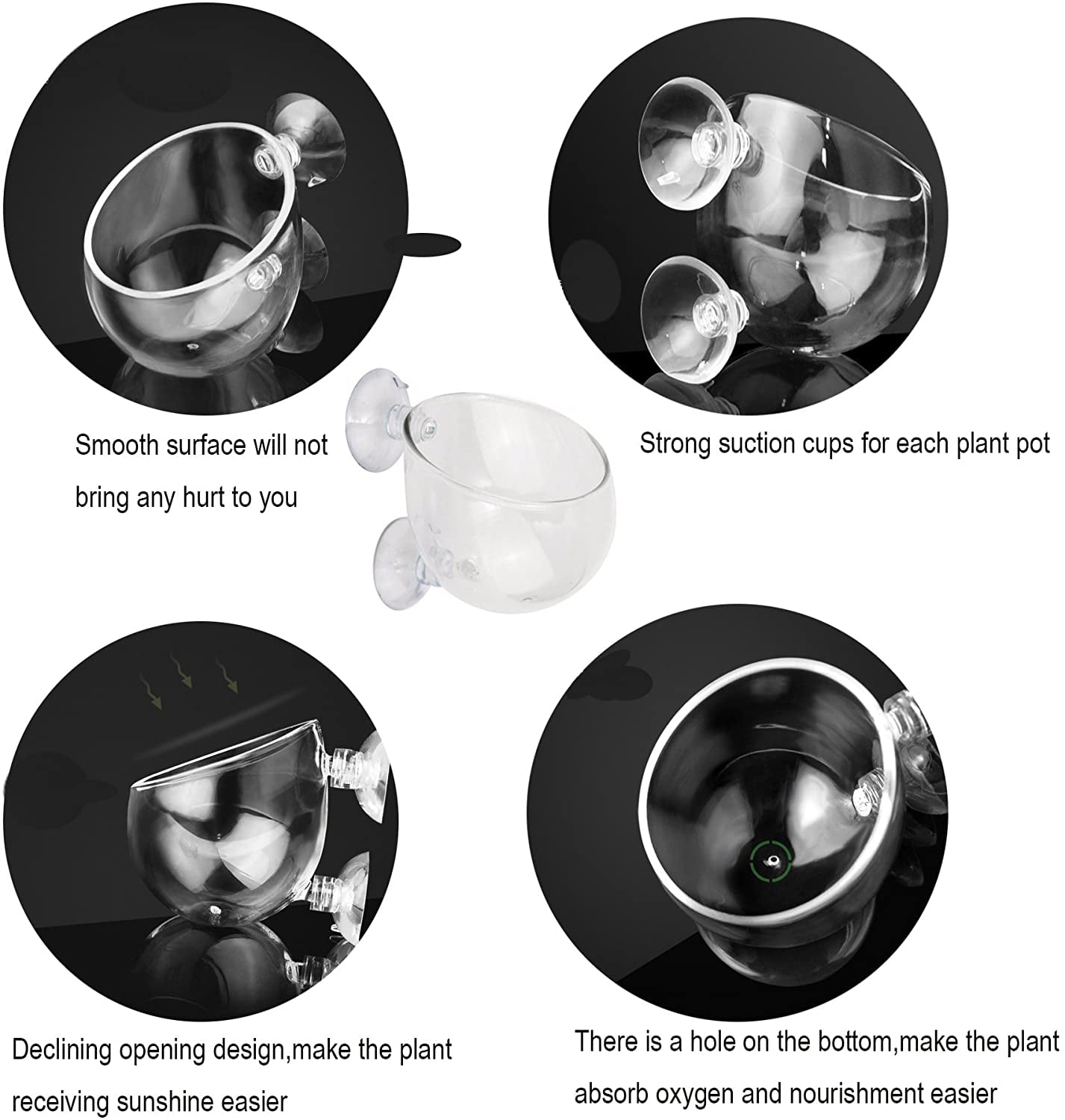 Tfwadmx Crystal Glass Aquarium Plant Holder Pots With Suction Cups - 4 Pack - View #9