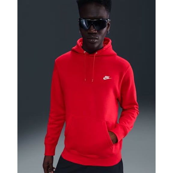 Men's Nike Club Pullover Fleece Hoodie - 'University Red/White' - 3XL