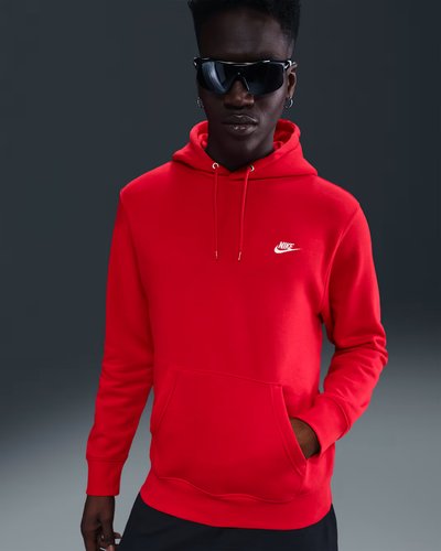 Nike Club Men's Pullover Fleece Hoodie University Red/White photo 1