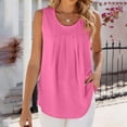 thumbnail image 7 of ctdiral Womens Crew Neck Sleeveless Tank Tops Pleated Loose Fit Tunic Tops Solid Color Lightweight Tee Summer Casual Comfy Tops Hot Pink XXL, 7 of 7