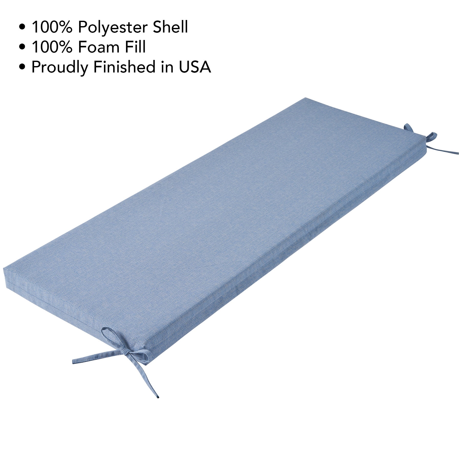 Better Homes & Gardens 48" x 18" Premium Outdoor Bench Seat Cushion, 1-Piece, Light Blue