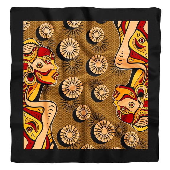 Phagun Brown Tribal African Pure Silk Printed Scarf Square Dupatta Head Neck Wrap Bandanas For Women