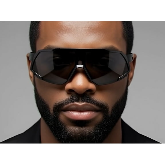 Sports Men Sunglasses Outdoor Shades Light Weight Retro Shield Black