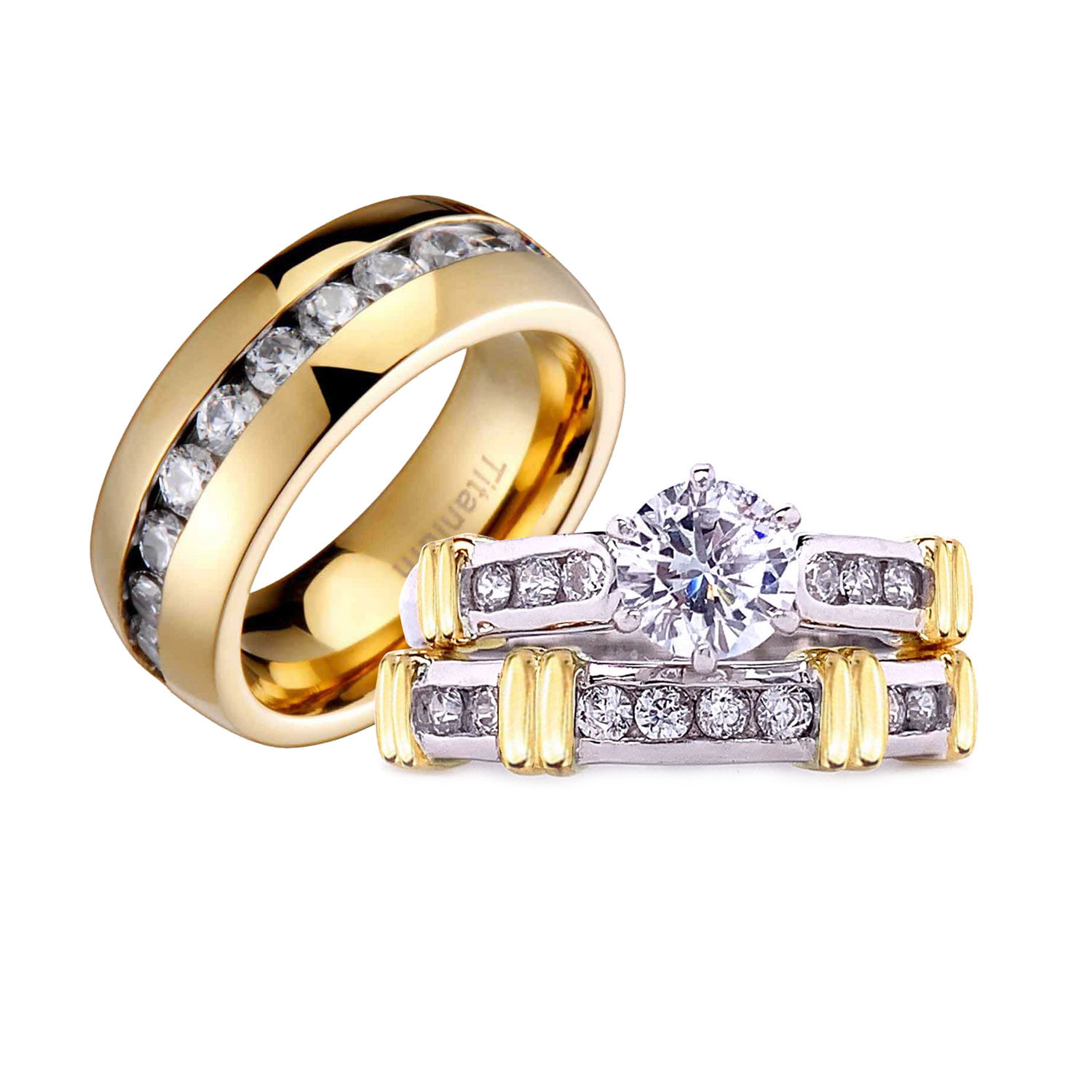 Charm Jewelry 18K White Gold Filled White Topaz Love Anniversity Ring  Sz5-Sz9