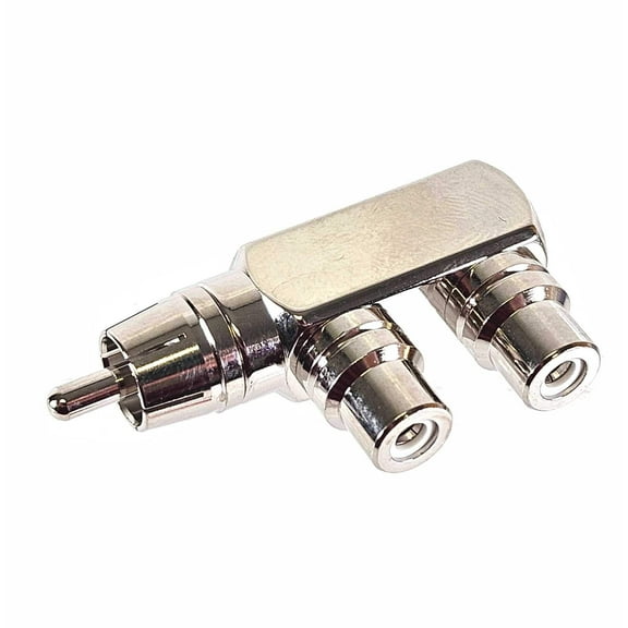 RCA (male) to Dual RCA (female) Right Angle Finish: Nickel