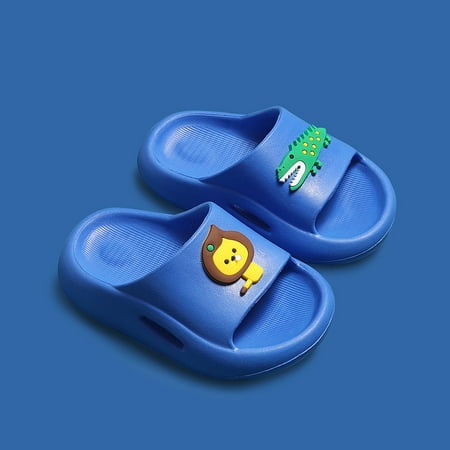 

Children s Slippers Thick Soft EVA Sole Flip Flop Cute Cartoon Design Non-Slip Home Shoes for Kids Summer Beach Sapphire 24/25