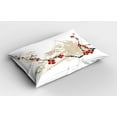 thumbnail image 2 of Ambesonne Grunge Pillow Sham 2 Pack, Japan Sakura Flowers, 26"x20", Beige White Red, 2 of 3