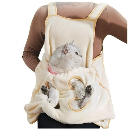 BABSMULY Adjustable Cat Apron Carrier with Holes  Pet Cat and Dog Carrying Sleeping Bag Sling Cat Carrier for Small Animals(Yellow)