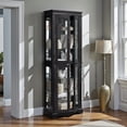thumbnail image 3 of Tcbosik Glass Display Cabinet, Curio Cabinet with Adjustable Shelves and 4 Glass Doors, Bulb Included, Showcase for Living Room, Dining Room, Kitchen, Black, 3 of 11