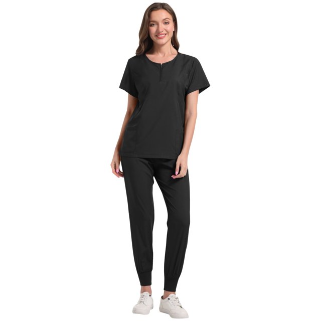 Ensemble de Blouses Médicales pour Femmes 2 Pcs, Uniforme d'Infirmière Extensible pour Jogging, Hauts Confortables et Pantalons Fuselés