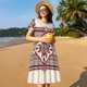 thumbnail image 4 of Balery Fashion Tatreez Vestidos sueltos de manga corta para mujer, vestidos de verano 2025, vestidos casuales de corte A con vuelo., 4 of 6