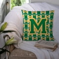 thumbnail image 3 of Letter M Football Green and Gold Fabric Decorative Pillow, 3 of 4