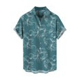 thumbnail image 1 of Camisas Oversize Hombre Camisa de manga corta con estampado digital 3d de ocio de tendencia de moda de playa de turismo de vacaciones de verano para hombres (Green, M), 1 of 3