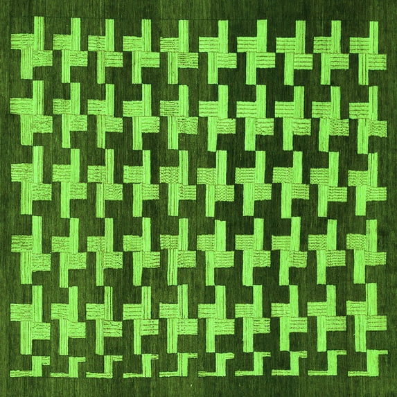 Ahgly Company Indoor Square Abstract Green Modern Area Rugs, 7' Square