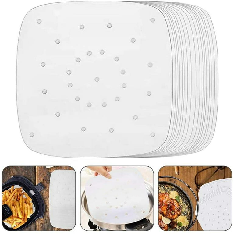 100pcs Air Fryer Paper Square Round Baking Mat Air Fryer Liners Disposable  Perforated Parchment Steamer Baking Papers Sheets - AliExpress
