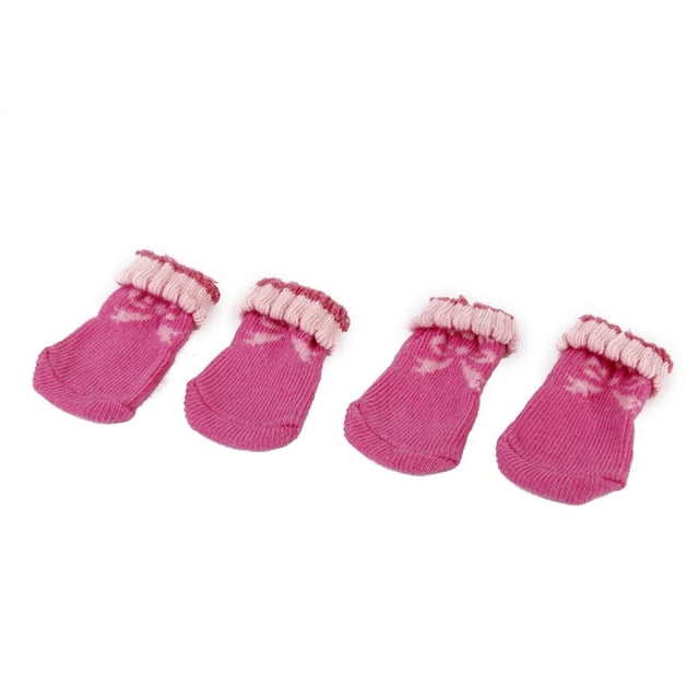 Mascota Perro Gato Zapatos Zapatillas Calcetines Non-Slip Patrón Pata Lazo Rosa Sunnimix Pink Bowknot Pet Dog Puppy Cat Zapatos Zapatillas No-Slip calcetines con pata impresiones Tamaño S