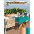 thumbnail image 5 of Outdoor Tablecloth with Umbrella Hole for Patio/Picnic/Party/Camping, Teal Orange Ombre Waterproof Table Cloth Rectangle Table Cover Washable, Contemporary Art Abstract Aesthetics (54"x 80"), 5 of 8