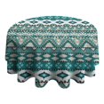 thumbnail image 4 of Teal Geometric Boho Pattern Round Tablecloth 60"x60",Wrinkle Wipeable Table Cloth for Kitchen Dining Room Picnic Patio Party, 4 of 6