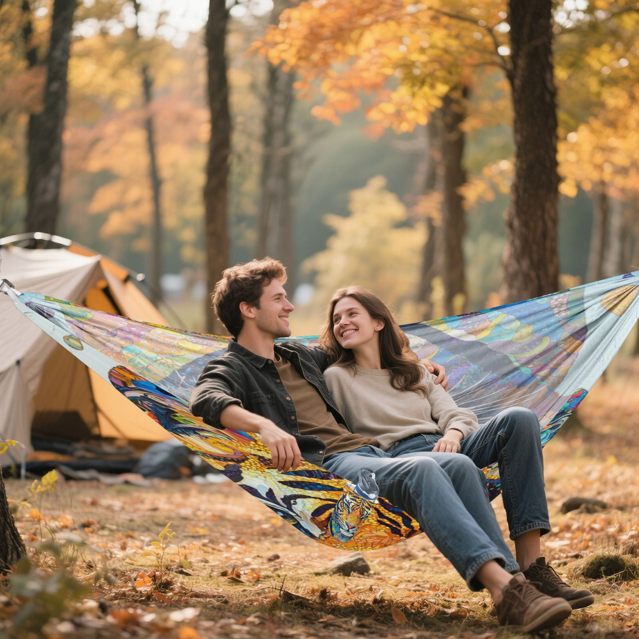 Hammock Camping Hammock Nylon Portable Hammock Travel Camping Hammock Colorful Raindrop Tiger
