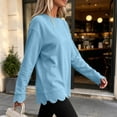 thumbnail image 4 of Xaqiouau Womens Oversized Crewneck Sweatshirt Scalloped Hem Long Sleeve Pullover Tunic Top Loose Fit Lightweight Casual Fall Winter Tops, 4 of 7