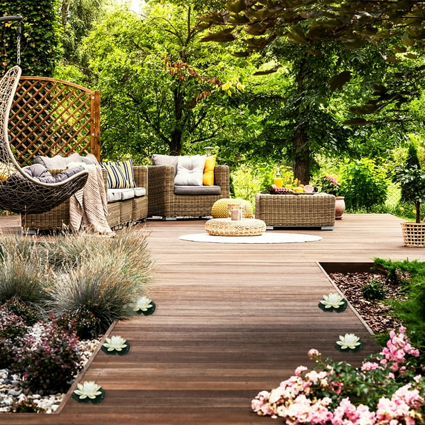 Lámpara de noche de flor de lirio artificial con pilas, pecera de jardín de piscina de estanque