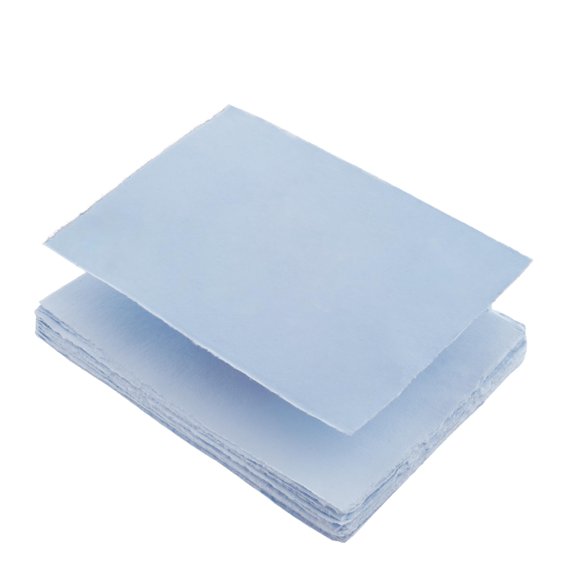 Wanderings Handmade Blue Deckle Edge Blank Paper - 4x6" - Pack of 50 - Watercolour/Mixed Media Paper - Save the Date Invitations Greeting Cards Notes DIY Arts Crafts - Thick 150 GSM