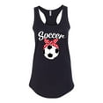 thumbnail image 2 of Wild Bobby, Cute Soccer Mom Ribbon Soccer Ball Gift Sports, Mother's Day, Women Racerback Tank Top, Black, Small, 2 of 3