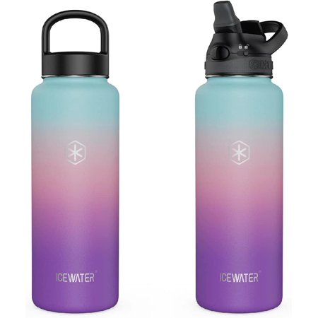 

-40 oz 2 Lids(Auto Straw & Wide Mouth) Insulated Water Bottle 18/8 Stainless Steel BPA-Free Vacuum Double Walled Leak Proof (40 oz Purple)
