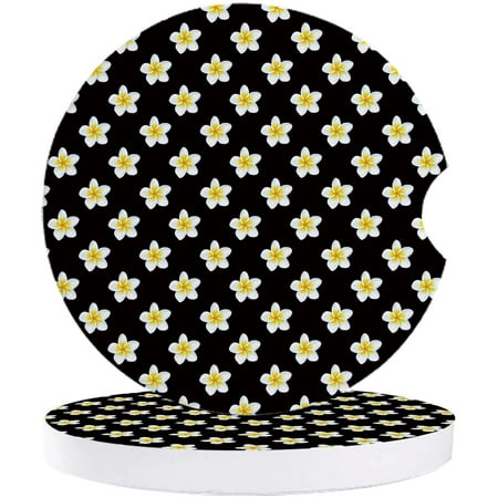 

KXMDXA Frangipani Cute Plant Green Floral Black Set of 6 Car Coaster for Drinks Absorbent Ceramic Stone Coasters Cup Mat with Cork Base for Home Kitchen Room Coffee Table Bar Decor