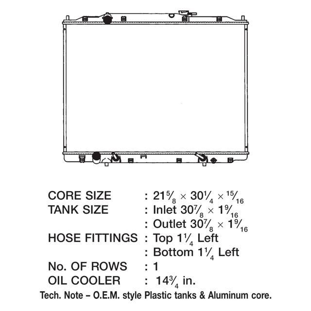 CSF 3284 1 Row Plastic Tank Aluminum Core Radiator