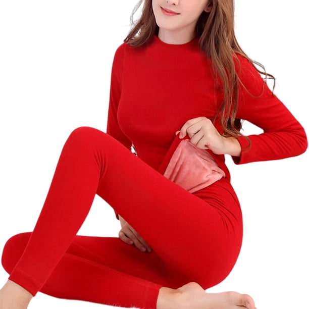 Guardurnaity Camisa térmica, ropa interior de invierno, cuello medio-alto, ropa gruesa y cálida, suministros de manga larga para mujer, más parte inferior, Ropa interior Rojo Guardurnaity AP013744-04
