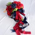 thumbnail image 4 of Flores de rosas artificiales azules y rojas de boda Novia con exquisitos accesorios de bodas para compromiso Aniversario Toss Bouquet mayimx ramos de novia, 4 of 9