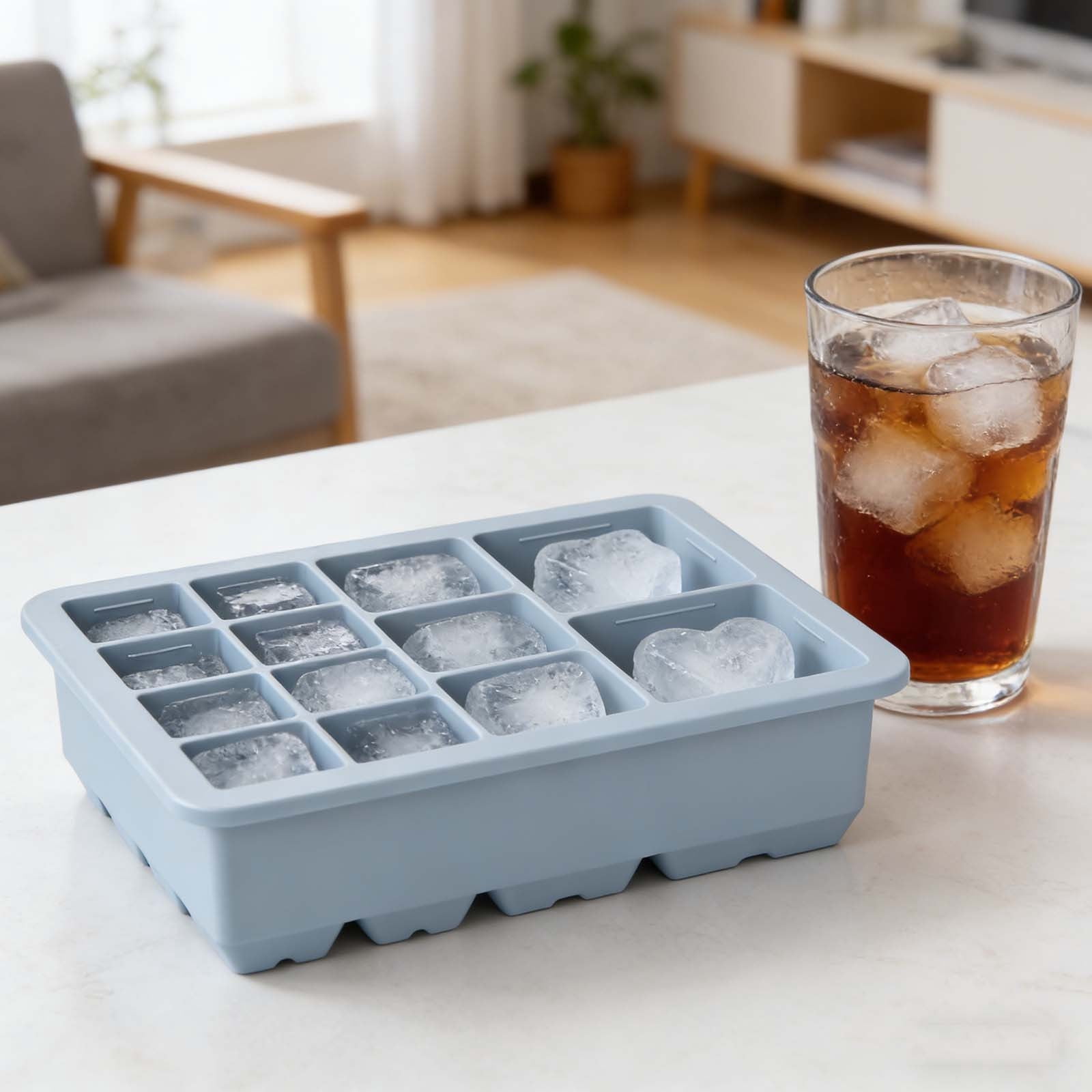 Fufafayo Ice Maker Trays Silicone Ice Block Molds for Refrigerator, 13 Square Ice Maker Maker, Easy Release Ice Maker Tray for Freezer, Household Ice Box for Kitchen Bar Party