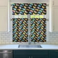 thumbnail image 4 of Geometric Cat Pattern Kitchen Window Curtains - Modern Abstract Cat Art 3 PC Set, 4 of 5